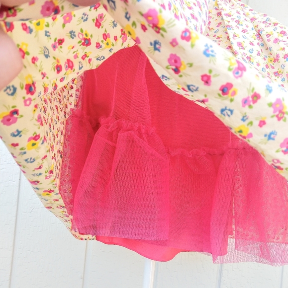 Betsey Johnson VTG Pink Floral Dress w Tulle Skirt - Picture 7 of 8